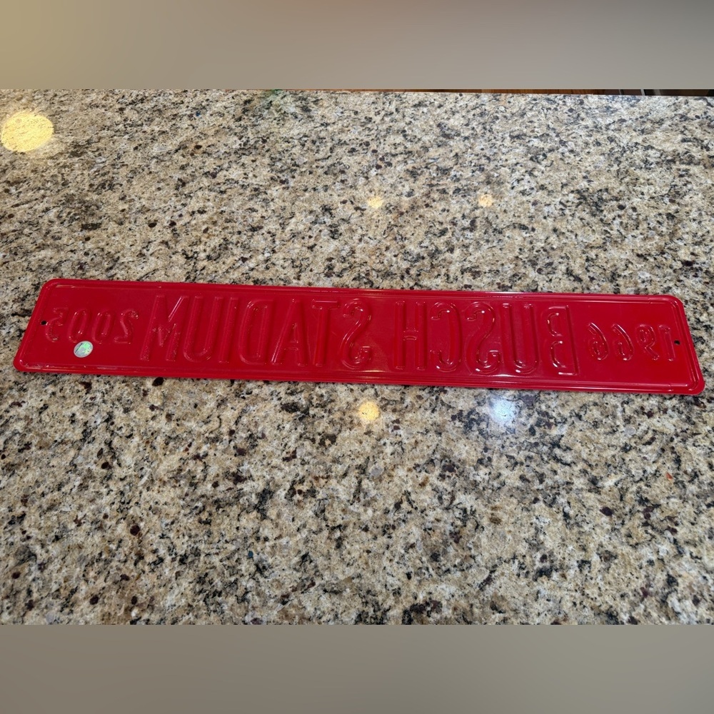 Busch Stadium Red Metal Sign - Picture 4 of 4